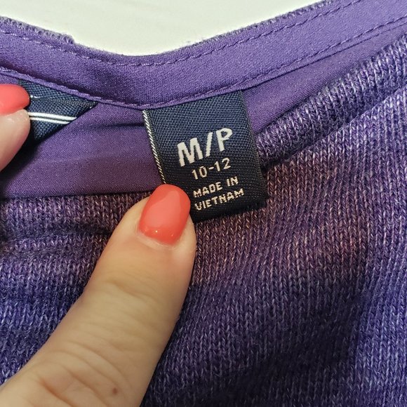 Lands' End Petite Purple Long Sleeve Split Back Top - Picture 5 of 10